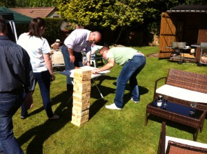 How many Masons does it take… Speculative Masons trying to hone their operative skills ready for Jenga